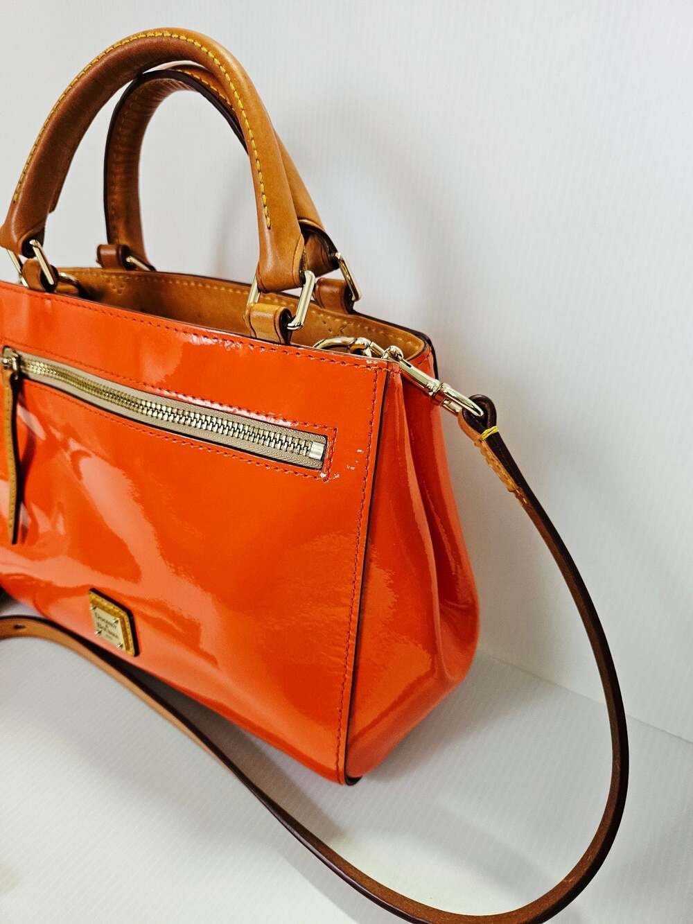 Dooney & Bourke Patent Leather Small Brenna Satchel in Melon Bag - Picture 5 of 16